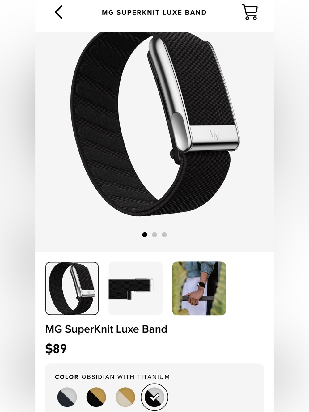 Whoop MG SuperKnit Luxe Band - Obsidian with Titanium